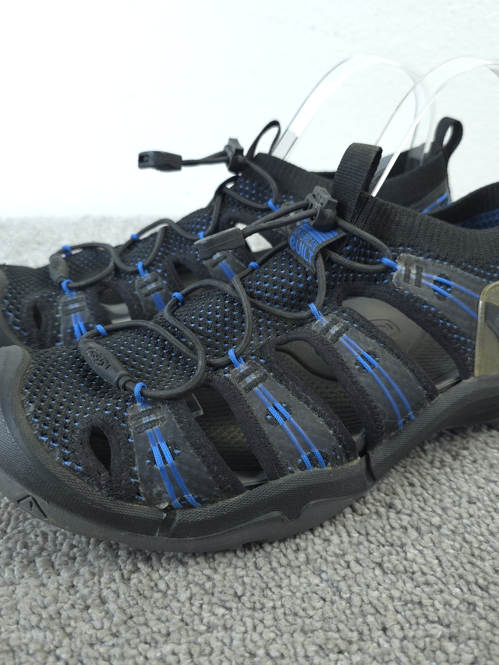 KEEN Evofit One Sport Sandals Mens Size 9 Shoes Black Blue Bungee Cord
